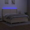 vidaXL Sommier &agrave; lattes de lit matelas et LED Cr&egrave;me 160x200 cm Tissu