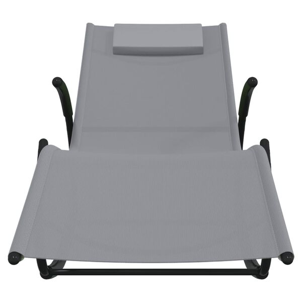 vidaXL Chaise longue à bascule gris acier et textilène