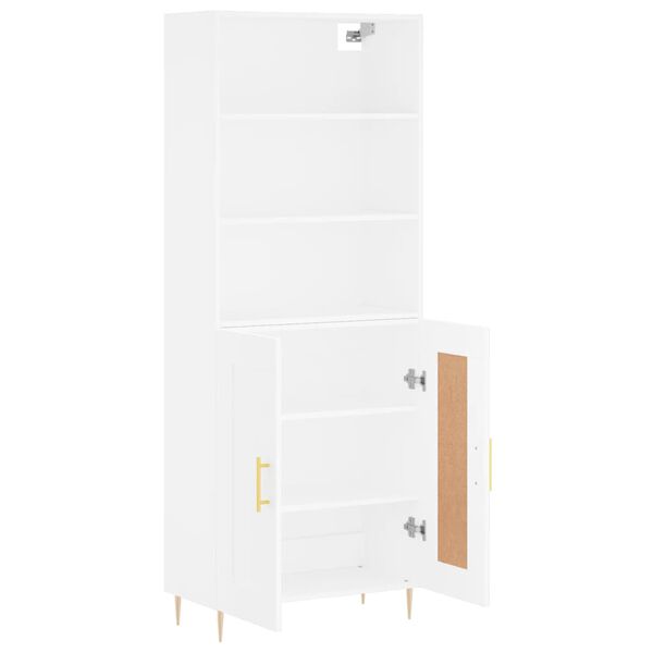 vidaXL Buffet haut Blanc 69,5x34x180 cm Bois d'ing&eacute;nierie