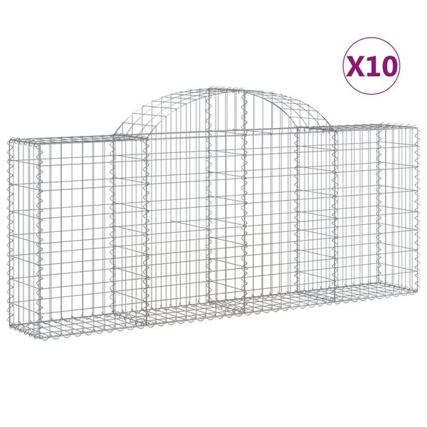 vidaXL Paniers &agrave; gabions arqu&eacute;s 10 pcs 200x30x80/100 cm Fer galvanis&eacute;