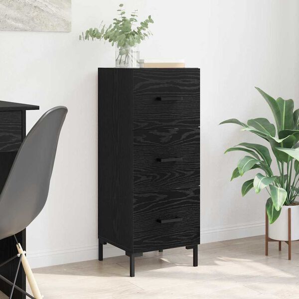 vidaXL Buffet Ch&ecirc;ne noir 34,5 x 34 x 90 cm Bois d'ing&eacute;nierie