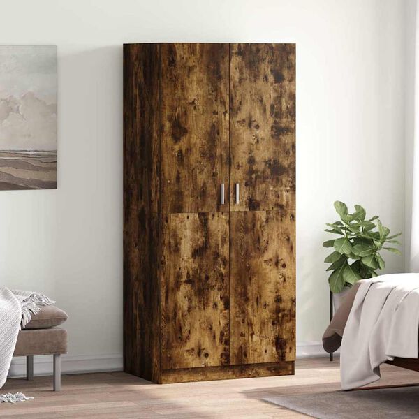 vidaXL Garde-robe Ch&ecirc;ne fum&eacute; 80x52x180 cm Bois d'ing&eacute;nierie