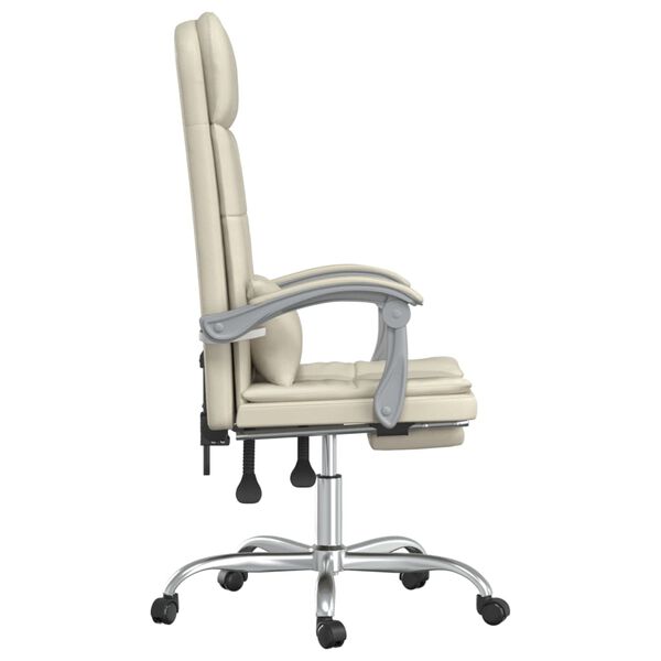 vidaXL Fauteuil de massage inclinable de bureau Cr&egrave;me Similicuir