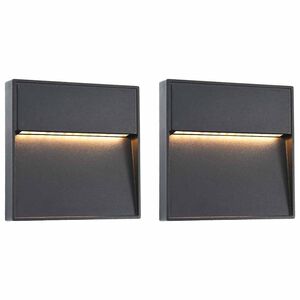 vidaXL 2 pcs Appliques murales LED d'ext&eacute;rieur 3 W Noir Carr&eacute;