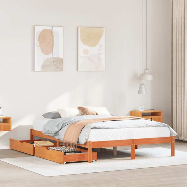 vidaXL Cadre de lit sans matelas cire marron 120x200cm bois pin massif