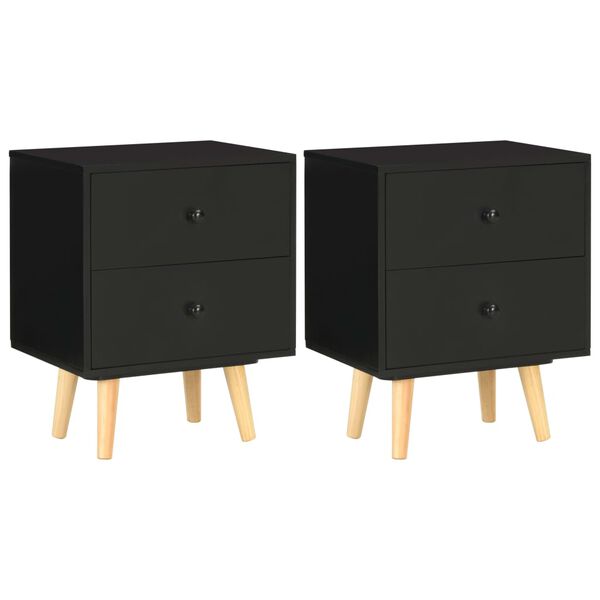 vidaXL Tables de chevet 2 pcs Noir 40 x 30 x 50 cm Pin massif