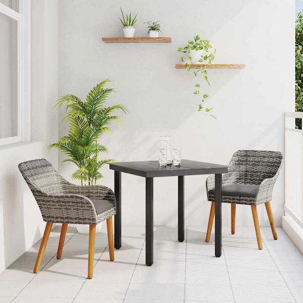 vidaXL Ensemble de salle &agrave; manger pour jardin 3 pcs Gris polyrotin
