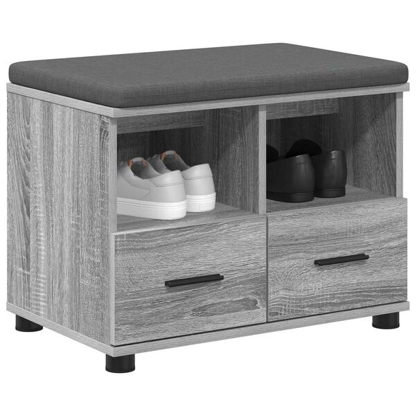 vidaXL Banc d'entr&eacute;e avec coussin Gris Sonoma 60 x 38 x 46 cm