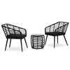 vidaXL Ensemble de bistro 3 pcs R&eacute;sine tress&eacute;e Noir