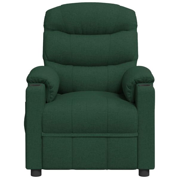 vidaXL Fauteuil &eacute;lectrique de massage Vert fonc&eacute; Tissu