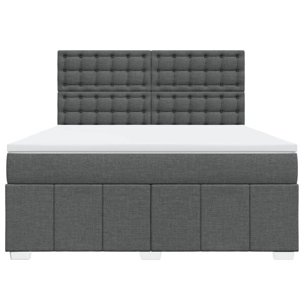 vidaXL Sommier &agrave; lattes de lit avec matelas Gris fonc&eacute; 180x200cm Tissu