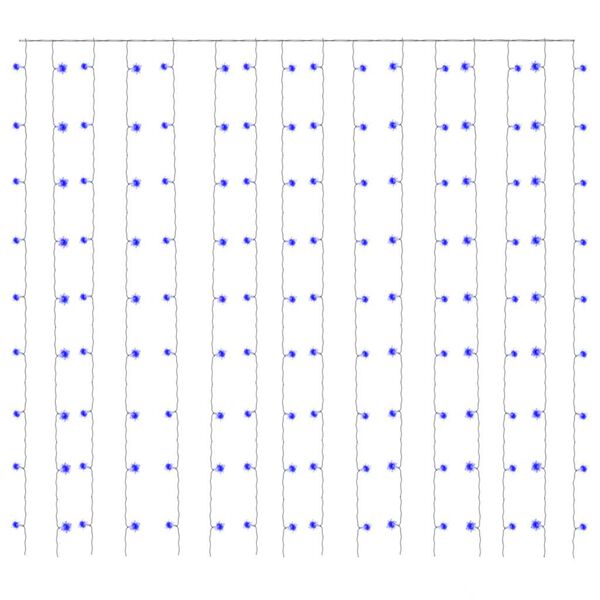 vidaXL Rideaux lumineux &agrave; LED 3x3 m 300 LED Bleu 8 fonctions