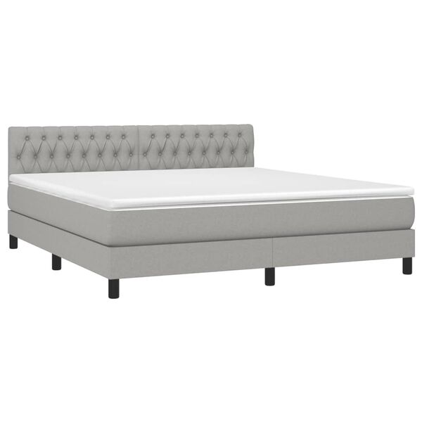 vidaXL Sommier &agrave; lattes de lit avec matelas Gris clair 180x200cm Tissu