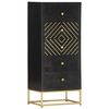 vidaXL Armoire à tiroirs Noir et doré 45x30x105 cm Bois de manguier