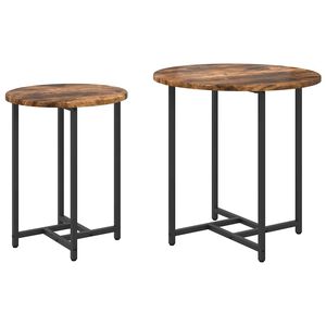 vidaXL Ensemble de tables d'appoint 2 pcs Ch&ecirc;ne fum&eacute; et noir