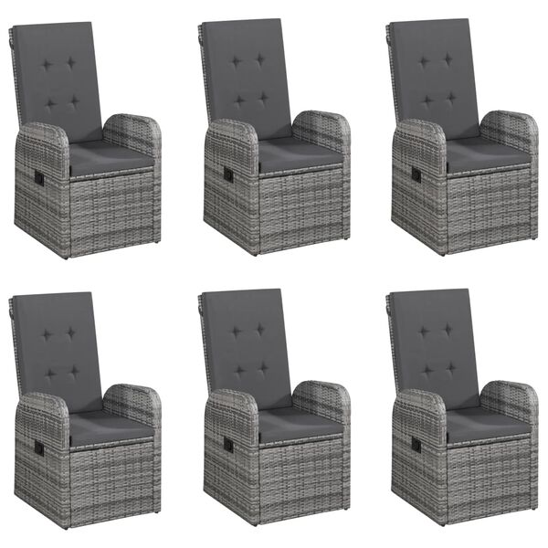 vidaXL Ensemble &agrave; manger de jardin 7 pcs Gris