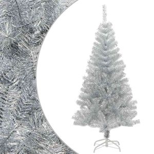 vidaXL Sapin de No&euml;l artificiel avec support argent&eacute; 150 cm PET