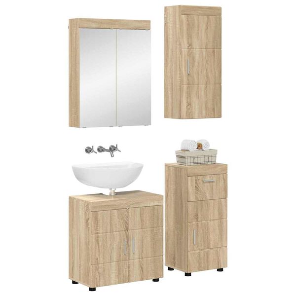 vidaXL Ensemble de mobilier de salle de bain TULUM Ch&ecirc;ne Sonoma