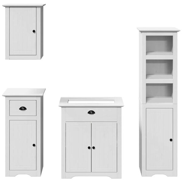vidaXL Meubles de salle de bain 4 pcs BODO blanc bois de pin massif