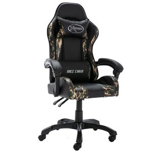 vidaXL Fauteuil de jeux vidéo Noir et camouflage Similicuir