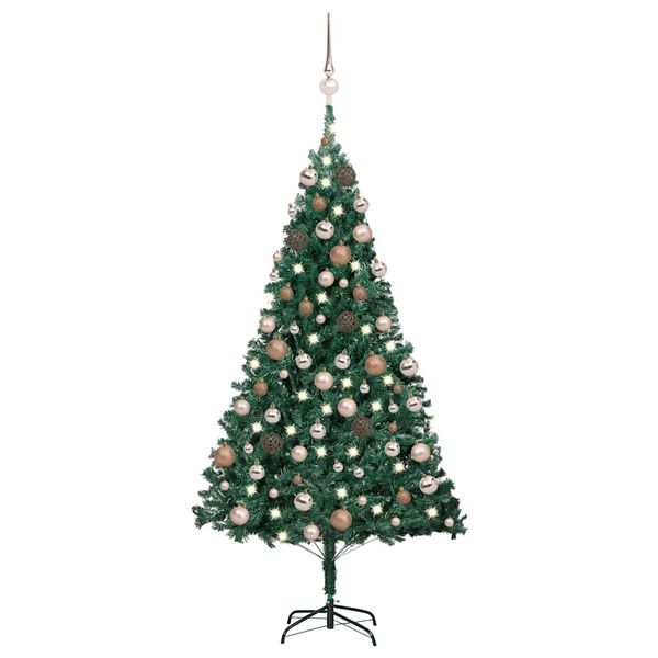 vidaXL Arbre de No&euml;l artificiel pr&eacute;-&eacute;clair&eacute; et boules vert 120 cm PVC