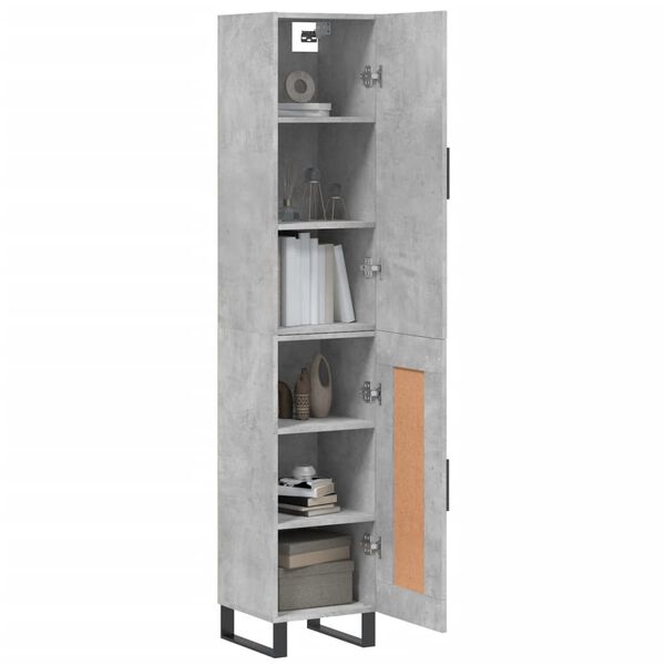 vidaXL Buffet haut Gris b&eacute;ton 34,5x34x180 cm Bois d'ing&eacute;nierie