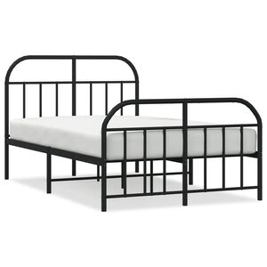 vidaXL Cadre de lit m&eacute;tal sans matelas avec pied de lit noir 120x190cm