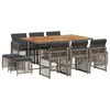vidaXL Ensemble &agrave; manger de jardin 11pcs avec coussins gris poly rotin
