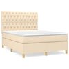 vidaXL Sommier &agrave; lattes de lit avec matelas Cr&egrave;me 140x190 cm Tissu