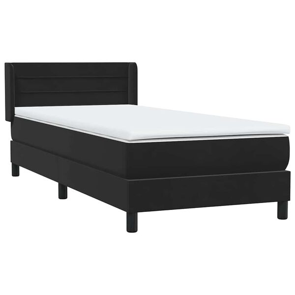 vidaXL Sommier &agrave; lattes de lit avec matelas noir 90x210 cm velours