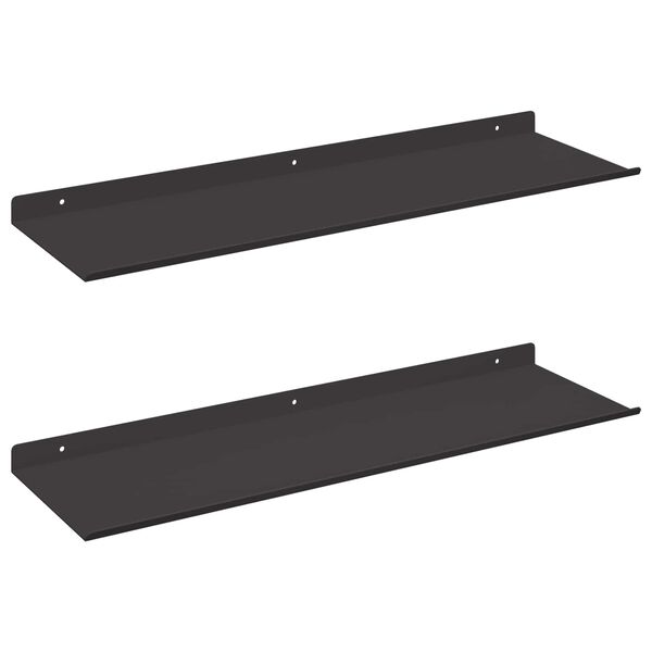 vidaXL &Eacute;tag&egrave;re flottante 2 pcs Noir 60 x 18 x 2,5 cm Acier