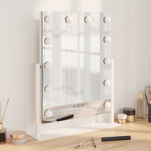 vidaXL Miroir de Coiffure LED Blanc 44 x 10 x 53 cm Verre et acier