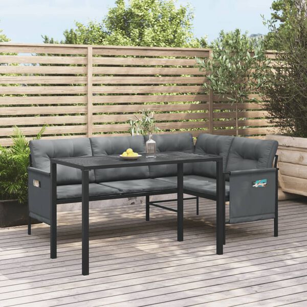 vidaXL Ensemble à manger de jardin 2 pcs anthracite acier