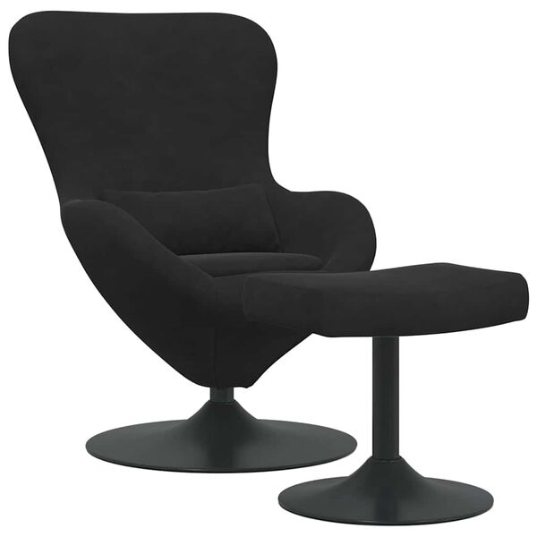 vidaXL Chaise &OElig;uf avec Pouf Noir Velours