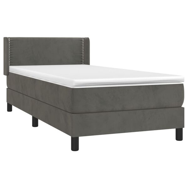 vidaXL Sommier &agrave; lattes de lit et matelas Gris fonc&eacute; 90x200 cm Velours