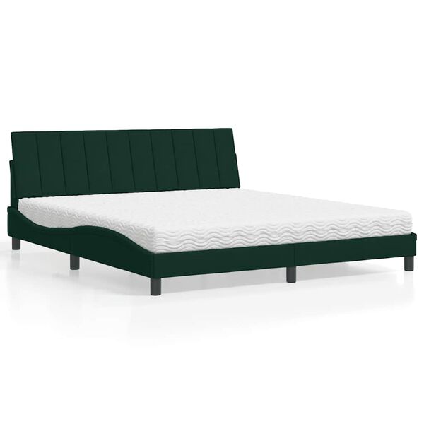 vidaXL Lit avec matelas Hanko vert fonc&eacute; 180x200 cm velours