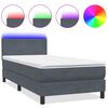 vidaXL Sommier &agrave; lattes de lit et matelas et LED gris fonc&eacute; 100x210cm velours