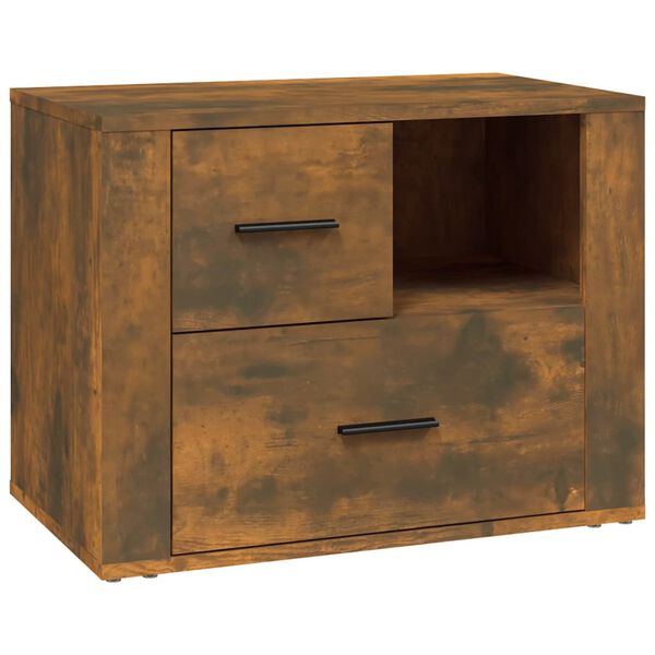 vidaXL Table de chevet Ch&ecirc;ne fum&eacute; 60x36x45 cm Bois d'ing&eacute;nierie