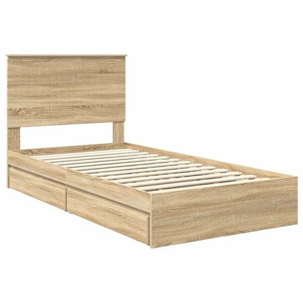vidaXL Lit de Rangement Ch&ecirc;ne Sonoma 100 x 200 cm Bois d'ing&eacute;nierie
