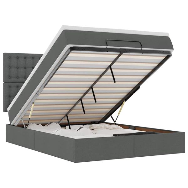 VidaXL Cadre de lit ottoman avec matelas gris fonc&eacute; 140x190 cm tissu