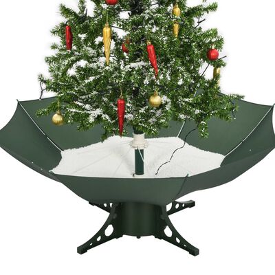 vidaXL Arbre de Noël neigeux avec base de parapluie Vert 140 cm