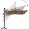 vidaXL Parasol Taupe 352 x 251 x 265 cm Polyester et Aluminium