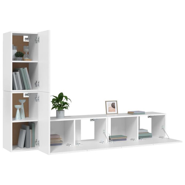 vidaXL Ensemble de meubles TV 4 pcs Blanc Bois d'ing&eacute;nierie