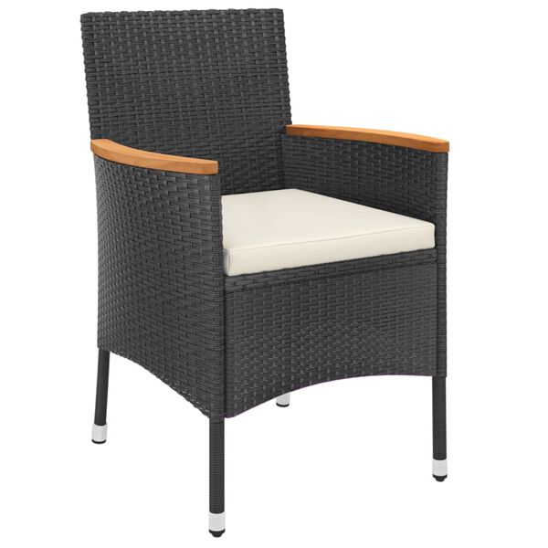 vidaXL Ensemble de bistro de jardin 5 pcs coussins noir poly rotin