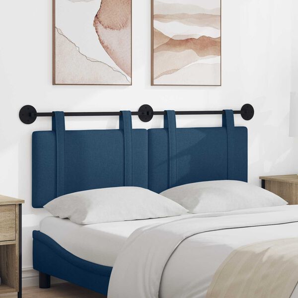 vidaXL T&ecirc;te de lit suspendue Montage mural Bleu 150 x 55 x 5 cm tissu