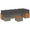 vidaXL Salon de jardin 8 pcs avec coussins gris r&eacute;sine tress&eacute;e
