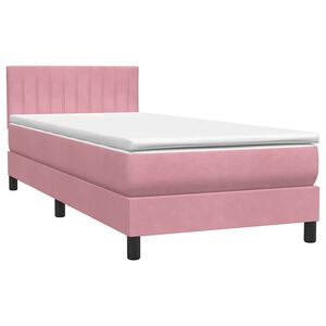 vidaXL Sommier &agrave; lattes de lit avec matelas rose 100x220 cm velours