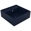 vidaXL Lavabo carr&eacute; &agrave; trop-plein Bleu fonc&eacute; mat 41x41 cm C&eacute;ramique