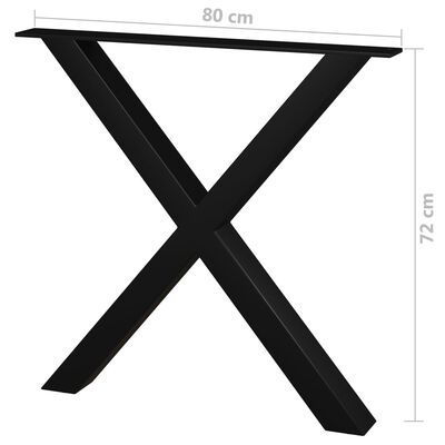 vidaXL Pieds de table de salle à manger 2 pcs Cadre en X 80x72 cm