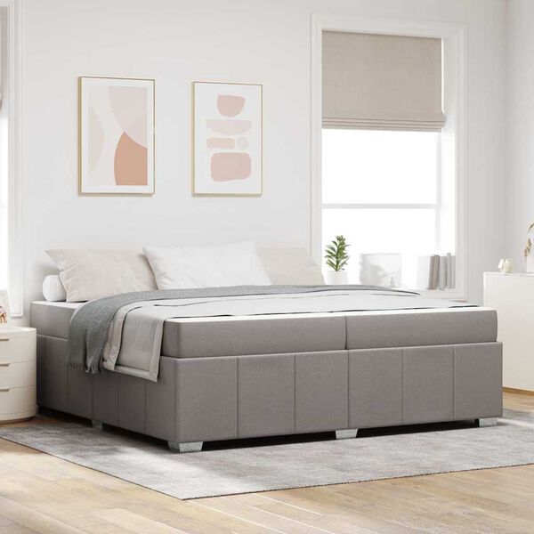 vidaXL Cadre de lit avec matelas Taupe 200 x 200 cm tissu